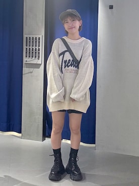 「ショーパン」｜「アイテム（帽子）」を使った、ミハルさん（レディース・152cm）の秋コーディネート