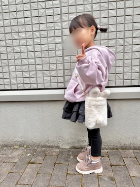 「アイテム（スカート）」を使った、そっちゃんさん（キッズ・70cm）の秋コーディネート