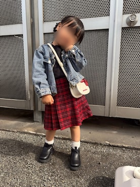 「アイテム（スカート）」を使った、そっちゃんさん（キッズ・70cm）の秋コーディネート