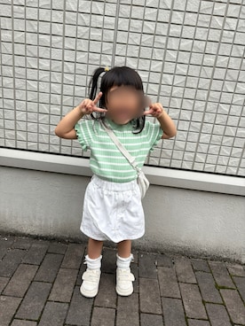 「アイテム（ショルダーバッグ）」を使った、そっちゃんさん（キッズ・70cm）の夏コーディネート