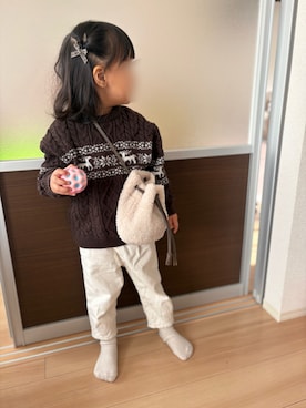 「アイテム（パンツ）」を使った、そっちゃんさん（キッズ・70cm）の秋コーディネート