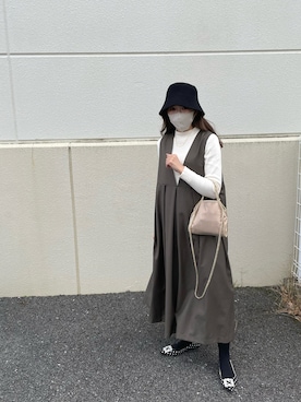 「タイツ×パンプス」｜sさん（レディース・154cm）の冬コーディネート