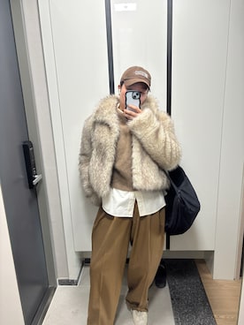 「アイテム（帽子）」を使った、Haruka sun.さん（レディース・161cm）の冬コーディネート