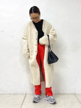 「CIAOPANIC TYPY（チャオパニックティピー）のアイテム（ノーカラーコート）」を使った、manamiさん（レディース・156cm）の冬コーディネート