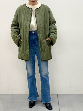 「CIAOPANIC TYPY（チャオパニックティピー）のアイテム（ノーカラーコート）」を使った、manamiさん（レディース・156cm）の秋コーディネート