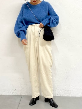 「短丈トップス」｜「アイテム（バッグ）」を使った、manamiさん（レディース・156cm）の冬コーディネート