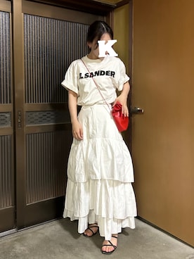 「CLANE（クラネ）のアイテム（スカート）」を使った、こはるさん（レディース・154cm）の夏コーディネート