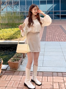 「アイテム（その他トップス、その他）」を使った、66ガールズさん（レディース・161cm）の春コーディネート