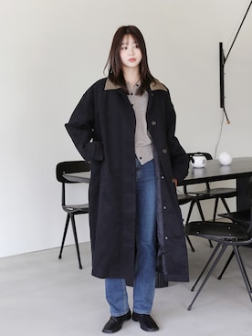 「アイテム（ダウンジャケット/コート、ブルー系）」を使った、66ガールズさん（レディース・168cm）の秋コーディネート