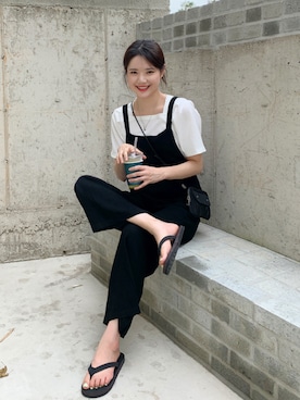 「summer」｜「アイテム（オールインワン・サロペット）」を使った、66ガールズさん（レディース・167cm）の夏コーディネート