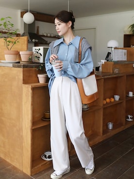 「アイテム（チノパンツ）」を使った、66ガールズさん（レディース・167cm）の夏コーディネート