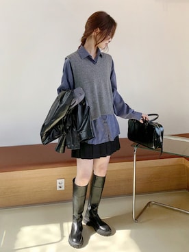 「アイテム（ミリタリージャケット）」を使った、66ガールズさん（レディース・168cm）の冬コーディネート