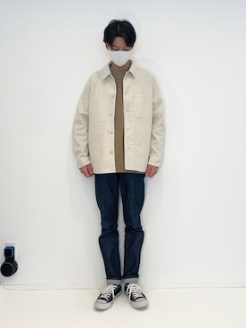 「いいね返し」｜「アイテム（デニムジャケット）」を使った、___m.asaさん（メンズ・175cm）の春コーディネート