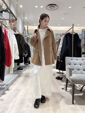 「アイテム（ピーコート）」を使った、AYAKAさん（レディース・159cm）の秋コーディネート