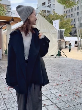 「アイテム（ピーコート）」を使った、AYAKAさん（レディース・159cm）の秋コーディネート