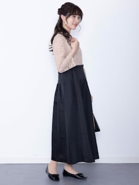 「SweetMommy（スウィートマミー）の【ETERNITY】ドッキングロングドレス（ドレス、ベージュ系）」を使った、sweet mommyさん（レディース・159cm）の春コーディネート