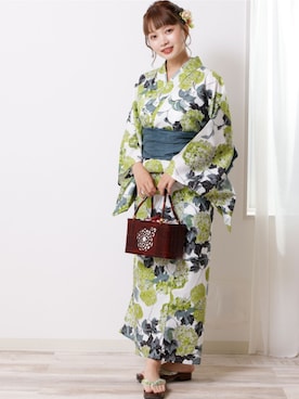 「アイテム（浴衣、グリーン系）」を使った、sweet mommyさん（レディース・156cm）の夏コーディネート