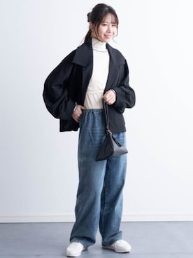 「SweetMommy（スウィートマミー）のコクーンスリーブ　ゆるかわ ジャケット 産前産後  [セットアップ対応]（マタニティウェア/グッズ、ブラック系）」を使った、sweet mommyさん（レディース・159cm）の春コーディネート