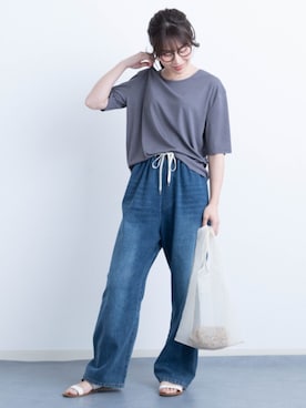 「アイテム（マタニティウェア/グッズ、ブルー系）」を使った、sweet mommyさん（レディース・161cm）の夏コーディネート