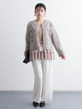 「SweetMommy（スウィートマミー）のセンタープレス ワイドパンツ 【マタニティ/産後】[単品]（マタニティウェア/グッズ、ホワイト系）」を使った、sweet mommyさん（レディース・159cm）の冬コーディネート