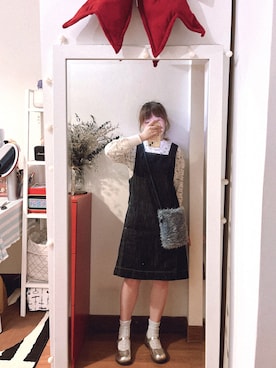 「wclosetのアイテム（ワンピース、ブルー系）」を使った、bananananaxxxさん（レディース・158cm）の春コーディネート