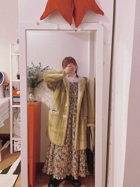 「Super Rのアイテム（ジャケット/アウター、ブラウン系）」を使った、bananananaxxxさん（レディース・158cm）の冬コーディネート