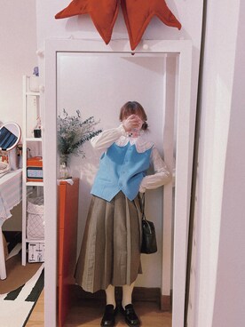 「freckleのアイテム（スカート、ブラウン系）」を使った、bananananaxxxさん（レディース・158cm）の冬コーディネート