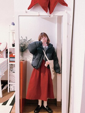 「c doll handmadeのアイテム（シューズ、ブラック系）」を使った、bananananaxxxさん（レディース・158cm）の冬コーディネート