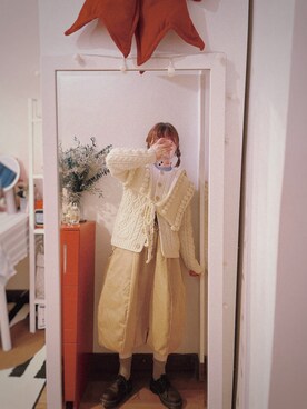 「Dr. Martens（ドクターマーチン）のアイテム（シューズ、ブラウン系）」を使った、bananananaxxxさん（レディース・158cm）の冬コーディネート