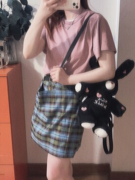 「ovins yangのアイテム（スカート、ブルー系）」を使った、bananananaxxxさん（レディース・158cm）の秋コーディネート