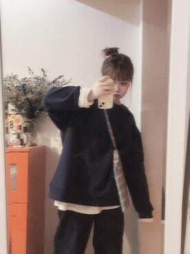 「ovins yangのアイテム（トップス、ブルー系）」を使った、bananananaxxxさん（レディース・158cm）の春コーディネート
