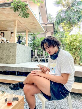 「アイテム（サングラス、ホワイト系）」を使った、luckさん（メンズ・177cm）の夏コーディネート