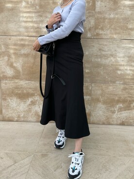 「GRL（グレイル）のバックレースアップハイウエストマーメイドスカート（スカート）」を使った、Riho さん（レディース・160cm）の冬コーディネート