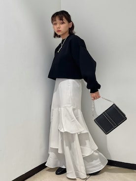 「PAGEBOY（ページボーイ）のチェーンスタッズショルダー（ショルダーバッグ）」を使った、RINAさん（レディース・152cm）の冬コーディネート