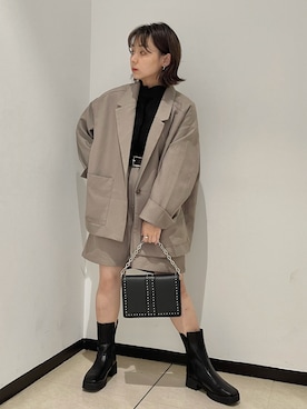 「PAGEBOY（ページボーイ）のチェーンスタッズショルダー（ショルダーバッグ）」を使った、RINAさん（レディース・152cm）の冬コーディネート