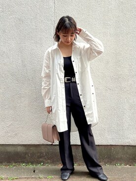 「PBLIM（ページボーイリム）のアイテム（スラックス）」を使った、RINAさん（レディース・152cm）の秋コーディネート