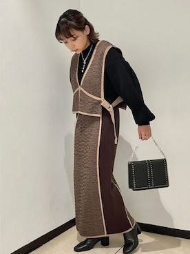 「PAGEBOY（ページボーイ）のチェーンスタッズショルダー（ショルダーバッグ）」を使った、RINAさん（レディース・152cm）の秋コーディネート