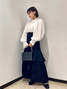 「PAGEBOY（ページボーイ）のチェーンスタッズショルダー（ショルダーバッグ）」を使った、RINAさん（レディース・152cm）の秋コーディネート