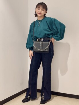 「PAGEBOY（ページボーイ）のチェーンスタッズショルダー（ショルダーバッグ）」を使った、RINAさん（レディース・152cm）の秋コーディネート