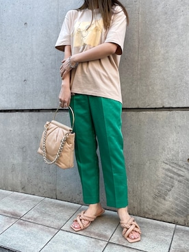 「Ameri（アメリ）のアイテム（パンツ）」を使った、ashognさん（レディース・156cm）の春コーディネート