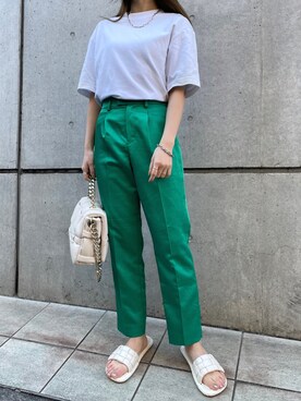 「Ameri（アメリ）のアイテム（パンツ）」を使った、ashognさん（レディース・156cm）の春コーディネート