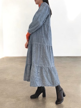 「アイテム（Tシャツ/カットソー、オレンジ系）」を使った、ashognさん（レディース・157cm）の秋コーディネート