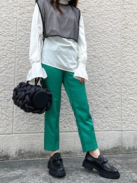 「Ameri（アメリ）のアイテム（パンツ）」を使った、ashognさん（レディース・156cm）の夏コーディネート