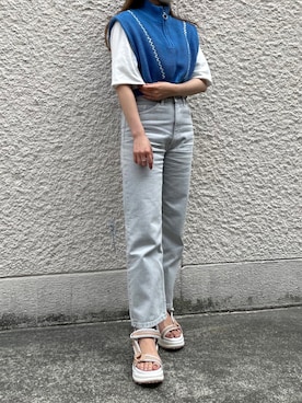 「Ameri（アメリ）のアイテム（パンツ）」を使った、ashognさん（レディース・156cm）の春コーディネート