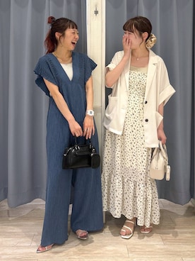 「アイテム（タンクトップ、シルバー系）」を使った、さとめぐさん（レディース・159cm）の夏コーディネート