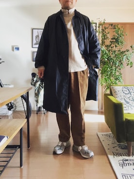 「アイテム（ステンカラーコート）」を使った、hs_ngy17さん（メンズ・185cm・40代）の冬コーディネート