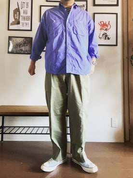 「NEAT（ニート）のアイテム（チノパンツ）」を使った、hs_ngy17さん（メンズ・185cm）の春コーディネート