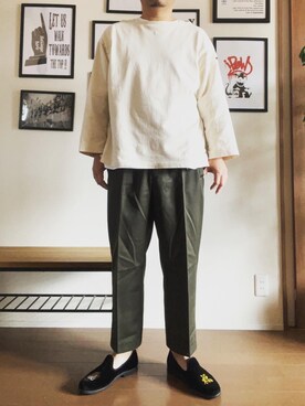 「niko and...（ニコアンド）のアイテム（スリッポン）」を使った、hs_ngy17さん（メンズ・185cm）の春コーディネート