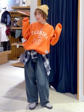 「アイテム（ニットキャップ/ビーニー）」を使った、hiroeさん（レディース・160cm・40代）の秋コーディネート