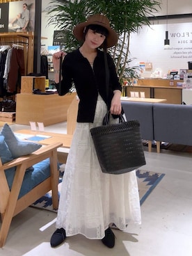 「BAYFLOW（ベイフロー）のアイテム（帽子）」を使った、hiroeさん（レディース・160cm）の春コーディネート